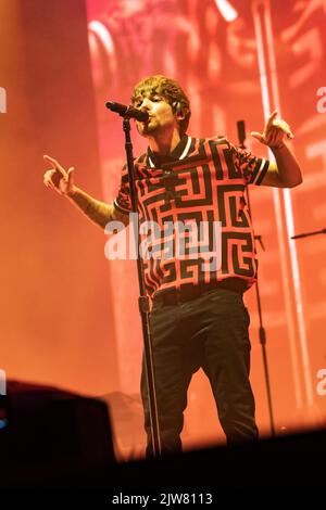 Milano Italia. 03 settembre 2022. Il cantautore inglese LOUIS TOMLINSON suona dal vivo sul palco all'Ippodromo SNAI San Siro durante l'ultimo giorno del 'Milano Summer Festival'. Foto Stock