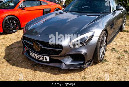 Old Buckenham, Norfolk, Regno Unito – Settembre 03 2022. Vista frontale di una vettura sportiva Mercedes-Benz AMG GTS 510 Foto Stock