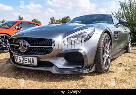 Old Buckenham, Norfolk, Regno Unito – Settembre 03 2022. Vista frontale di una vettura sportiva Mercedes-Benz AMG GTS 510 Foto Stock