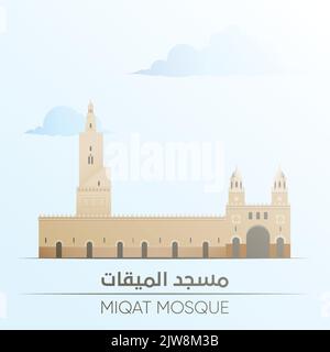 Illustrazione artistica dell'icona della 'moschea di Miqat', al-Masjid An-Nabawi, Medina, Arabia Saudita, Madina Illustrazione Vettoriale