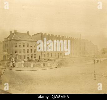 Vista della facciata del Willemskazerne bruciato (Wittevrouwenkade) a Utrecht. Foto Stock