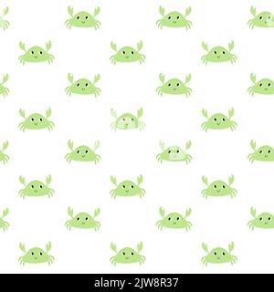 Modello vettoriale senza cuciture con Crab.Underwater cartoon Creatures.Marine background.cute modello oceano per tessuto, abbigliamento per bambini, tessuti, wrapping Illustrazione Vettoriale