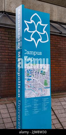 Mappa del campus della Manchester University - MANCHESTER, Regno Unito - 15 AGOSTO 2022 Foto Stock