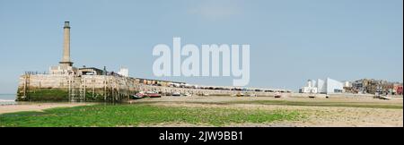 Vista panoramica della Harbour Arm & Turner Contemporary Gallery, Margate, Kent, Regno Unito Foto Stock