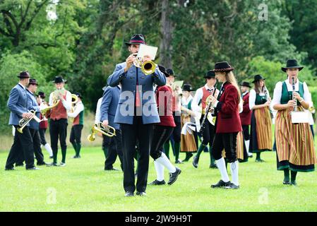 Grafenegg, bassa Austria, Austria. Settembre 4th, 2022. Chiusura delle bande di ottone del festival a Grafenegg Foto Stock