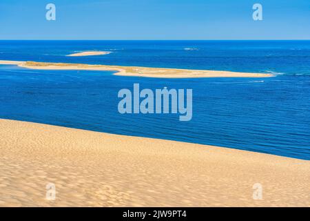 Vista sul mare della duna Pyla, situato nella baia di Arcachon in Aquitania, Francia. Foto di alta qualità Foto Stock