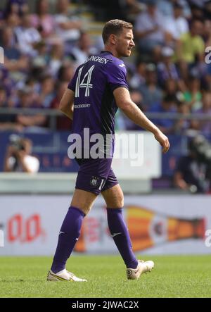 Jan Vertonghen di Anderlecht, nella foto di una partita di calcio tra il RSCA Anderlecht e l'OH Leuven, domenica 04 settembre 2022 ad Anderlecht, il giorno 7 della prima divisione del campionato belga della 'Jupiler Pro League' del 2022-2023. BELGA PHOTO VIRGINIE LEFOUR Foto Stock