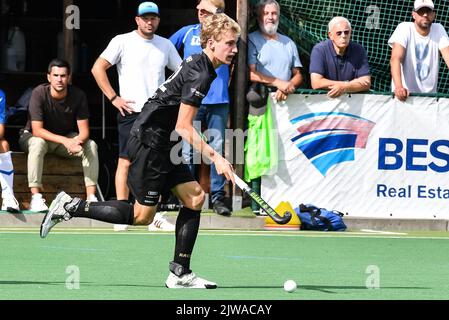 Xavier Gaspard della 12 Racing ha mostrato durante una partita di hockey tra Racing e Uccle Sport, domenica 4 settembre a Waterloo, il 1° giorno della stagione belga della lega di hockey maschile 2022-2023. FOTO DI BELGA JILL DELSAUX Foto Stock