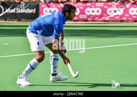 04 Juan Ignacio Zirpel Olivares Juan Amoroso di Uccle ha ritratto durante una partita di hockey tra Racing e Uccle Sport, domenica 4 settembre a Waterloo, il giorno 1 della stagione belga della lega di hockey maschile 2022-2023. FOTO DI BELGA JILL DELSAUX Foto Stock