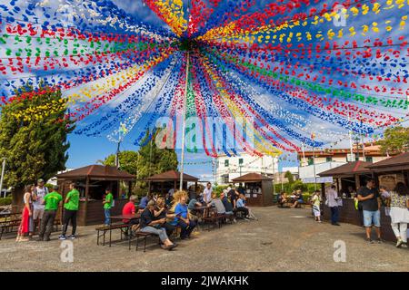 Santana decorata per il festival Madeira Day, Madeira, Portogallo Foto Stock