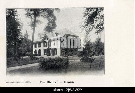 Vista sul lato anteriore e destro della Huis der Hirtler (Driebergsestraatweg) a Doorn dal Southwest.n.b. Il Huis der Hirtler fu demolito nel 1960. Foto Stock