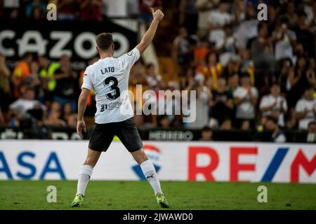 Valencia, Spagna, 4 settembre 2022. Toni lato di Valencia CF durign la Liga match tra Valencia CF e Getafe GF allo stadio Mestalla. Foto di Jose Miguel Fernandez /Alamy Live News ) Foto Stock