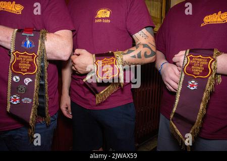 Ragazzi apprendisti in attesa nella stanza degli apprendisti presso la Sala commemorativa dei ragazzi apprendisti, Londonderry , Irlanda del Nord. Foto Stock