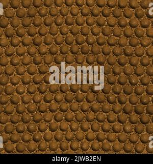 Struttura della pelle di alligatore. Motivo di coccodrillo senza cuciture, rettile con puntini di polka marrone e animale tropicale selvatico giallastro. Pelle con motivo a coccodrillo illustrata Illustrazione Vettoriale