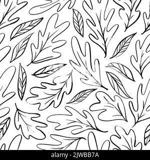 Foglie di quercia nera disegnate a mano senza cuciture. Illustrazione Vettoriale