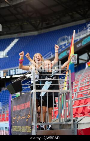 Harrison, New Jersey, USA, Set 4th i sostenitori di Gotham durante la partita della National Women Soccer League tra il NJ/NY Gotham FC e il North Carolina Courage alla RedBull Arena di Harrison, NJ (Georgia Soares/SPP) Credit: SPP Sport Press Photo. /Alamy Live News Foto Stock