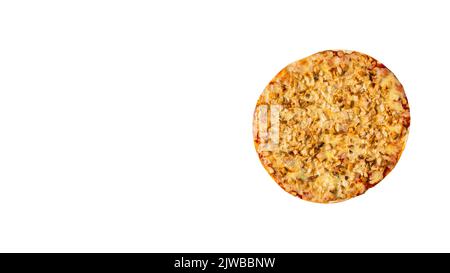 Deliziosa pizza fatta a mano con pollo, miele e senape Foto Stock