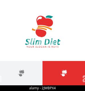 Dieta sottile Salute alimentare frutta sana vita Logo Illustrazione Vettoriale