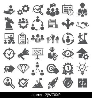 Set vettoriale di icone di gestione. Contiene icone quali gestione, finanza, business e altro ancora Illustrazione Vettoriale