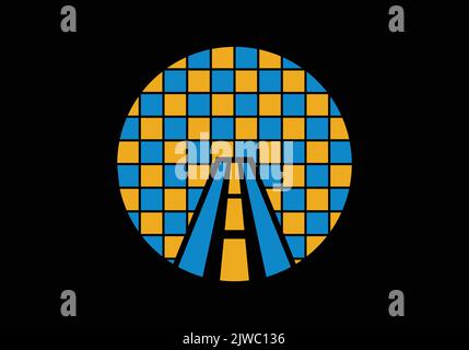 Modello di design con logo a forma di o digitale per blocchi stradali Illustrazione Vettoriale