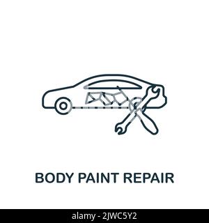 Icona di riparazione della vernice della carrozzeria. Linea semplice linea Car Service icona per modelli, web design e infografiche Illustrazione Vettoriale