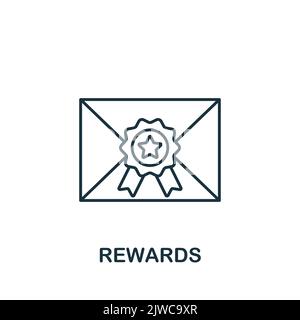 Icona Rewards. Simbolo di crowdfunding elemento di linea semplice per i modelli, il disegno di fotoricettore e l'infographics. Illustrazione Vettoriale