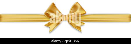 Arco d'oro e nastro orizzontale su sfondo bianco. Illustrazione vettoriale per eventi felici Illustrazione Vettoriale