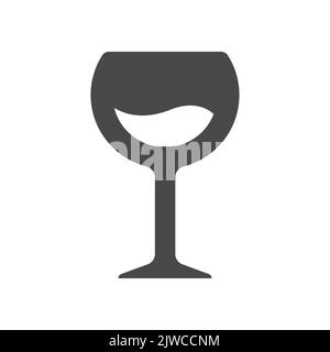 Icona vettoriale nero del bicchiere di vino. Simbolo pieno semplice. Illustrazione Vettoriale