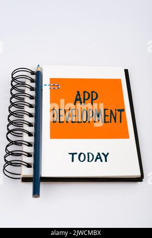 Didascalia di testo Presentazione di App Developmentservizi di sviluppo per esperienze straordinarie su Web e dispositivi mobili. Servizi di sviluppo di foto concettuale per impressionante Foto Stock
