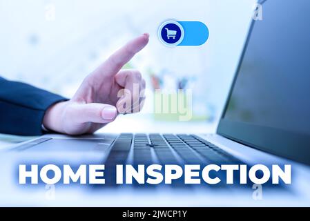 Ispirazione mostrando segno Home Inspection Examination della condizione di una casa relativa proprietà. Concetto che significa esame della condizione di A. Foto Stock