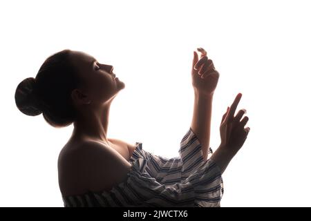 ricreazione pratica anima healing silhouette donna Foto Stock