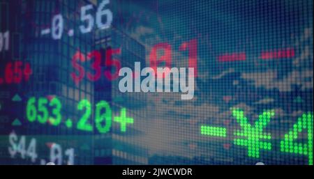 Immagine dell'elaborazione dei dati su edifici moderni Foto Stock