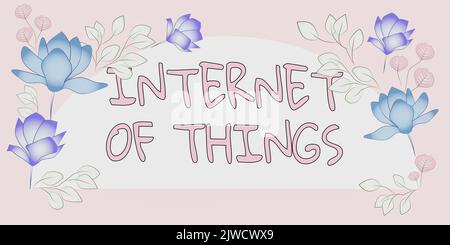 Segnale che visualizza Internet of Thingsconnessione di dispositivi alla rete per inviare dati di ricezione. Collegamento dei dispositivi alla rete per l'invio Foto Stock