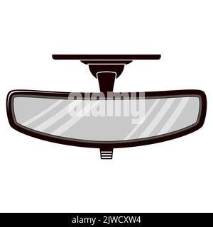 Moderno specchio auto icona vista dall'interno isolato su sfondo bianco Illustrazione Vettoriale