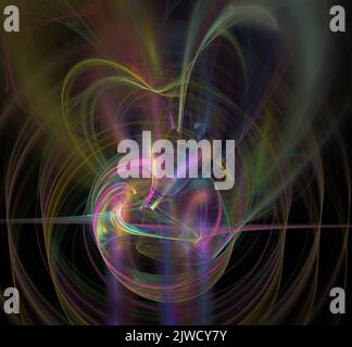 Fili rossi e blu disposti a cerchio intorno al centro. Foto Stock