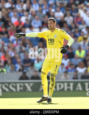 Danny Ward of Leicester durante la partita della Premier League tra Brighton e Hove Albion e Leicester City all'American Express Stadium , Brighton , Regno Unito - 4th settembre 2022 Foto Stock