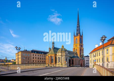 Chiesa di Riddarholmen in una giornata di sole a Stoccolma Foto Stock