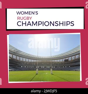 Composizione dei campionati femminili di rugby testo sullo stadio sportivo Foto Stock