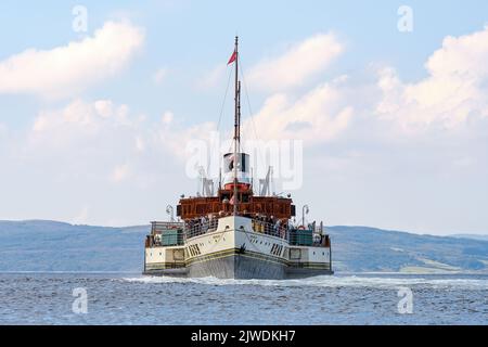 Waverley, l'ultima vaporiera al mondo che si sta facendo largo. Foto Stock