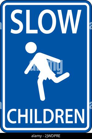 Slow Children Sign on sfondo bianco Illustrazione Vettoriale