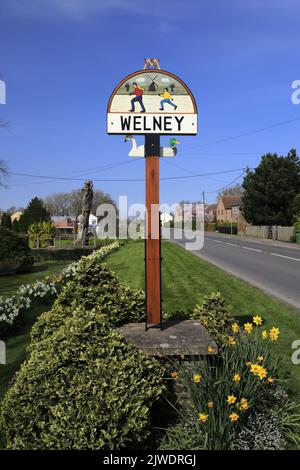 Vista primaverile nel villaggio di Welney, Cambridgeshire, Inghilterra, Regno Unito Foto Stock