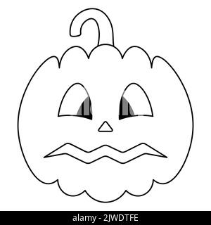 Zucca. Espressione facciale spaventata. Schizzo. Simbolo di Halloween. Un dolore spaventoso. Jack-lanterna. Giorno di tutti i Santi. Illustrazione vettoriale. Illustrazione Vettoriale
