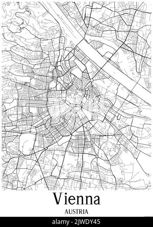 Mappa urbana in bianco e nero di vienna Foto Stock