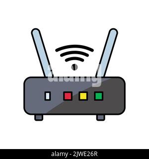 Icona Wireless, punto di accesso. Icona relativa all'elettronica, tecnologia. Stile icona di colore lineare, colorato. Design semplice modificabile Illustrazione Vettoriale