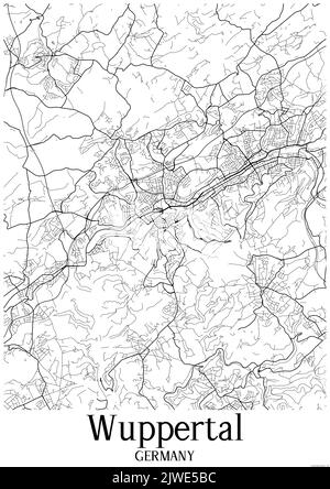 Mappa urbana in bianco e nero di wuppertal Foto Stock