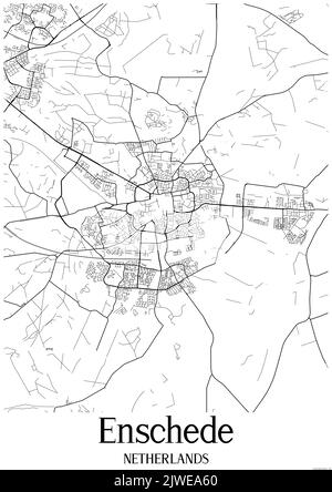 Mappa urbana in bianco e nero di enschede Foto Stock