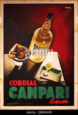 Poster pubblicitario vintage di Cordial Campari. Immagine scattata alla Galleria Campari vicino a Milano. Foto Stock