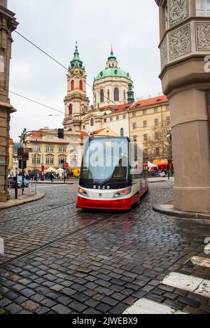 I tram di Praga, Czechia Foto Stock