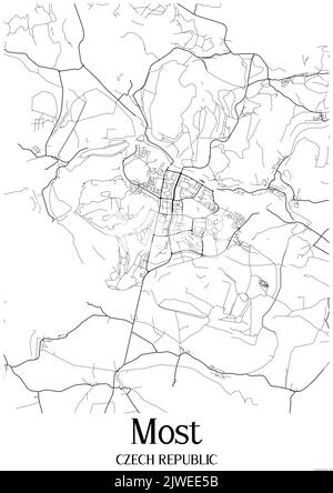 Mappa urbana in bianco e nero di MOST Foto Stock