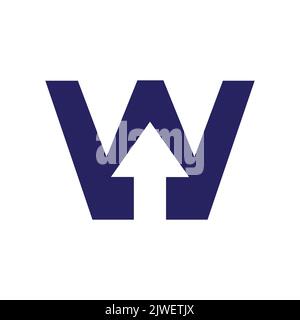 Logo finanziario Letter W con design Growth Arrow. Elemento contabile, modello vettore simbolo investimento finanziario Illustrazione Vettoriale